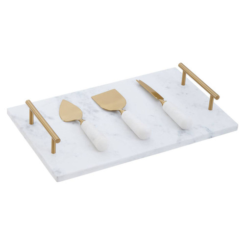 Marina White and Gold Cheese Knife Set