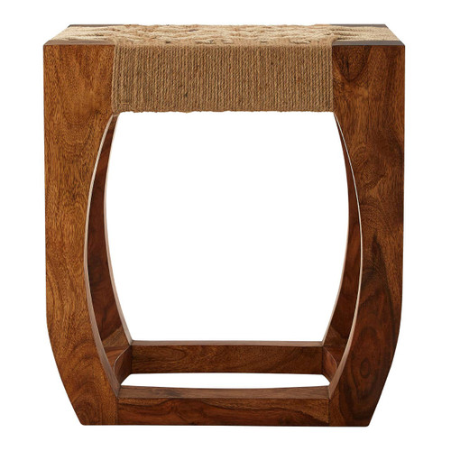 Sheesham Wood and Jute Boho Stool