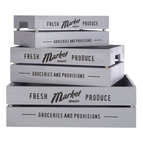 Rustic Provisions Grey Crates - Set of 3