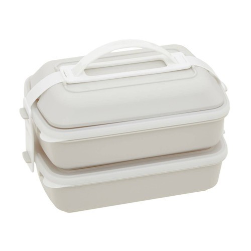 Grub Tub Warm Grey and White Lunch Box With Cutlery