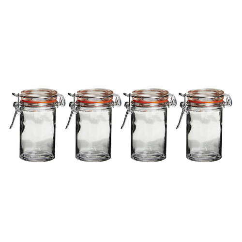 Round Glass Clip Top Jars - Set of 4