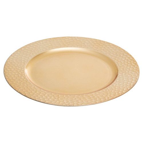  Dia 24pc Gold Finish Hammered Charger Plate