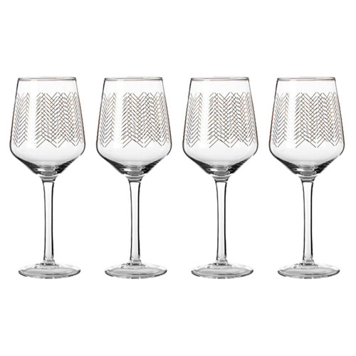 Set Of Four Jazz Wine Glasses