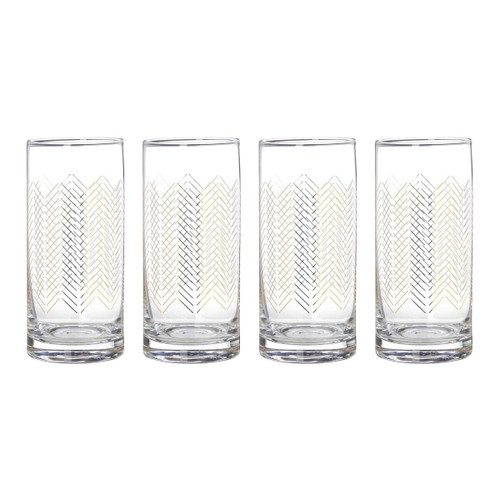Set Of Four Jazz Highball Glasses
