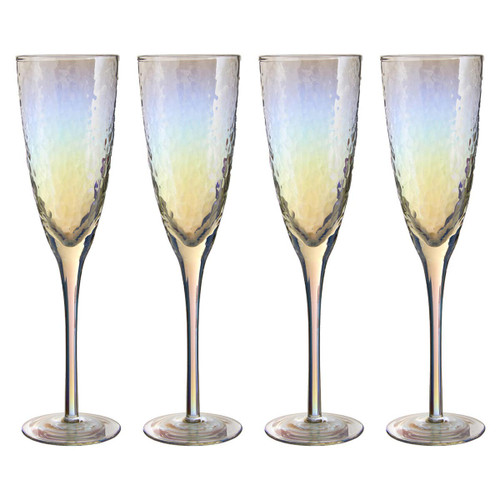 Aurora Set of 4 Lustre Champagne Glasses