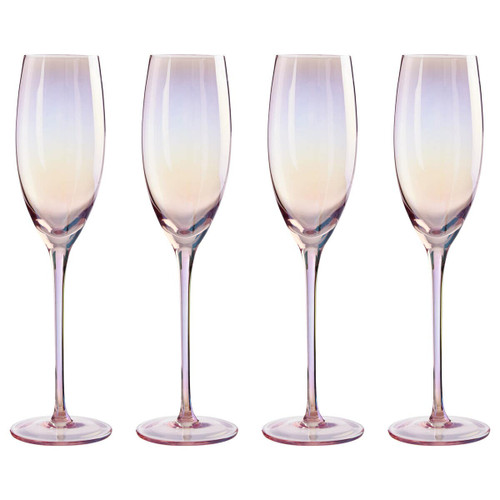 Frosted Deco Set Of 4 Champagne Glasses
