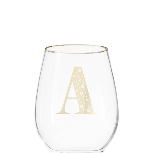 Letter A Stemless Wine Glass