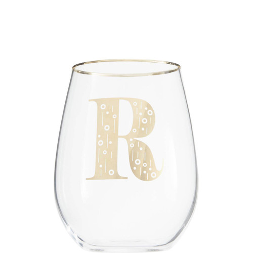 Letter R Stemless Wine Glass
