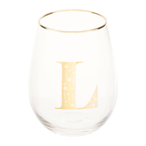 Letter L Stemless Wine Glass