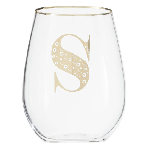 Letter S Stemless Wine Glass