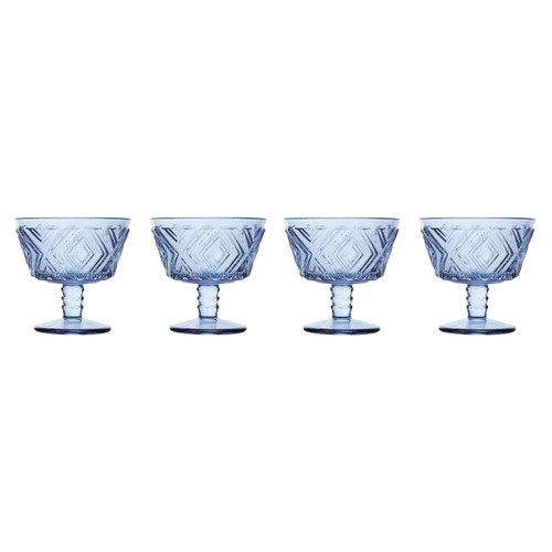 Set of Four Fleur Blue Dessert Dishes