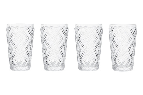 Fleur Set Of Four Clear Highball Glasses