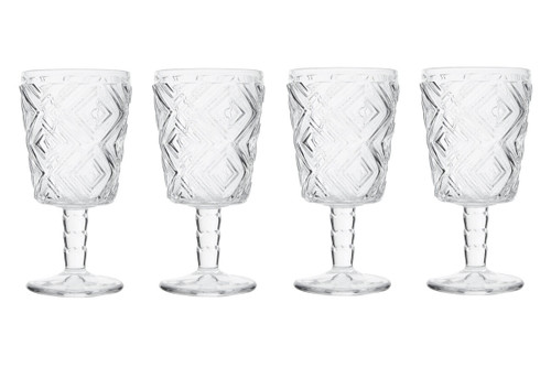 Fleur Set Of Four Clear Wine Glasses