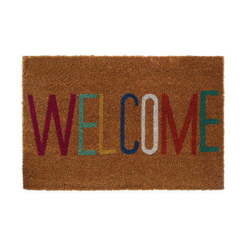 Welcome Natural and Multi-Colour Doormat