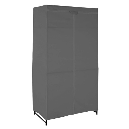Grey and White Fabric Wardrobe with Shelf