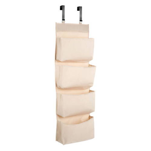 Cream Polyester Over Door Hanging Organiser