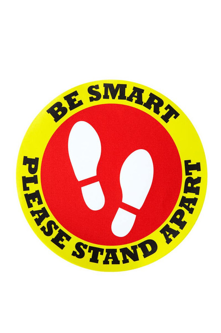 Warning Floor Sticker Be Smart Please Stand Apart Set of 4