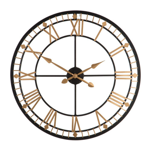 Vitus 80cm Dia Black and Gold Metal Wall Clock
