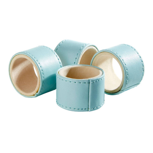Faux Leather Baby Blue Napkin Rings