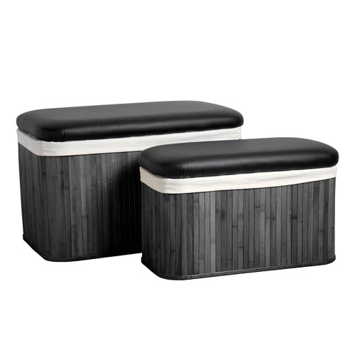 Ottoman Black Bamboo Storage Seats
