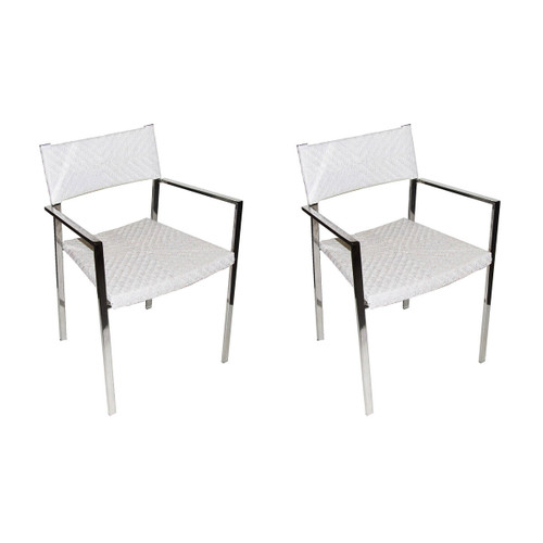 Set Of Two White Raffia Chairs