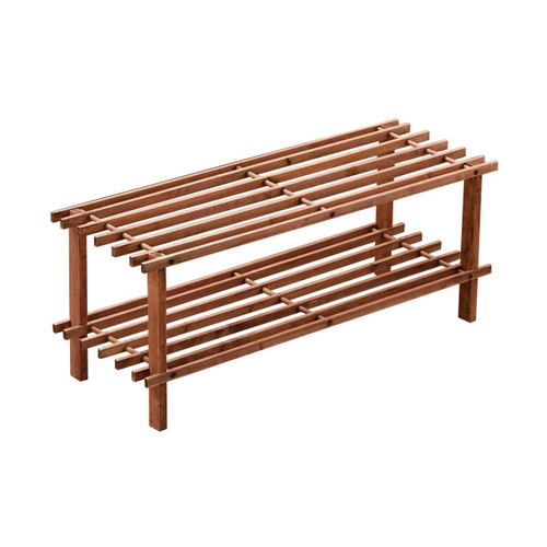 Dark Cedar Wood 2 Tier Shoe Rack