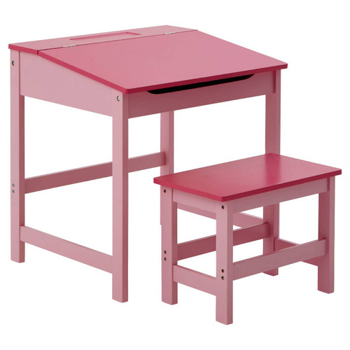 Children's Pink Desk and Stool