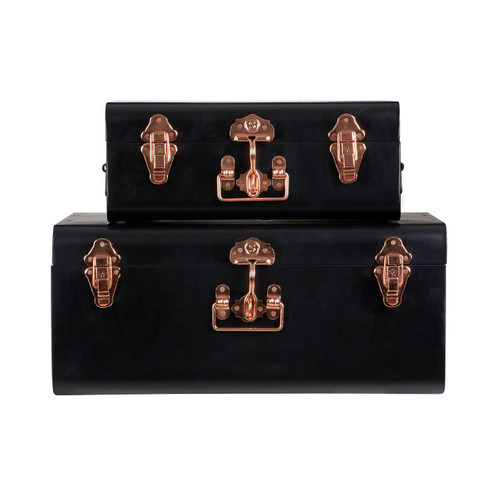 Black Storage Trunks - Set of 2