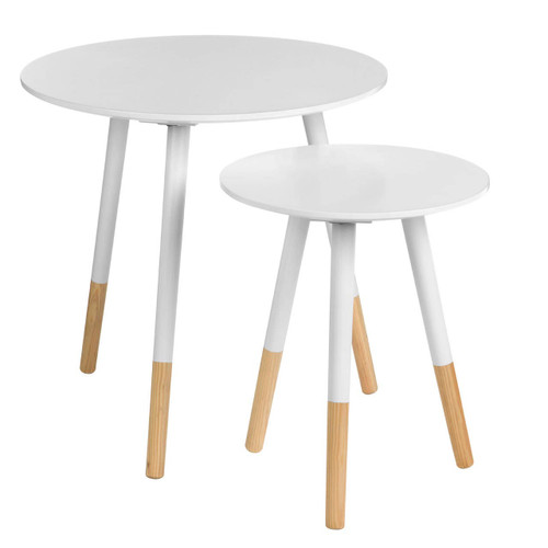 Viborg White Round Side Tables - Set of 2