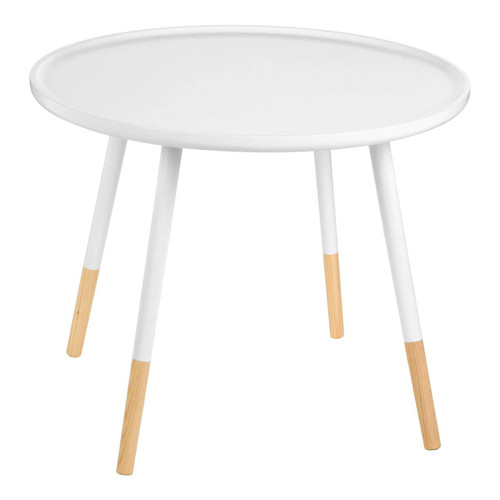 Viborg White and Natural Round Side Table