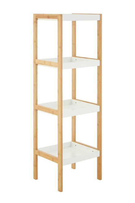 Nostra Four Tiered White And Natural Shelf Unit