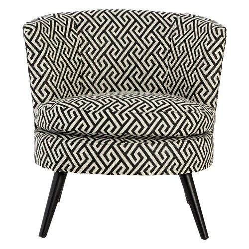 Round Black and White Greek Key Armchair