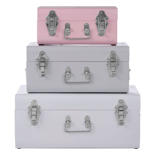 Set of 3 Assorted Colors Storage Trunks