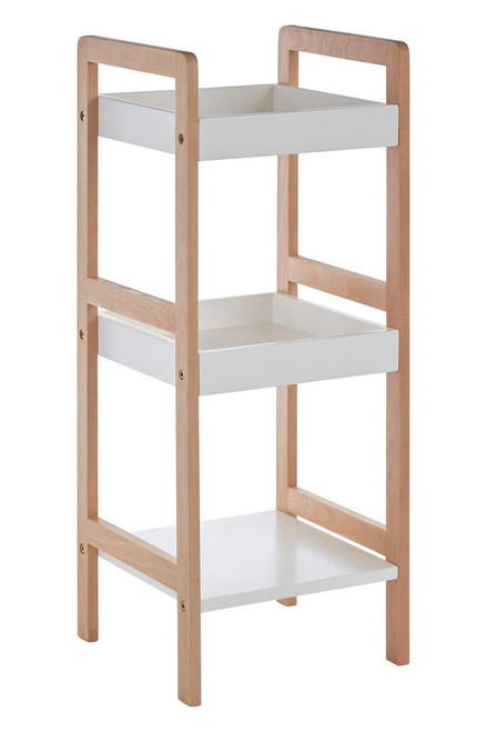 Arla 3 Tier  Bathroom Shelf Unit With Birchwood Frame