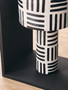 Carta Black And White Papier Mache Table Lamp with Geometric Lines