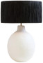 Carta White Papier Mache Table Lamp With Black Raffia Shade