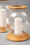 Hampstead Hurricane Small Candle Holder with Wood Rim
