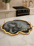 Celina Black And Gold Agate Tray
