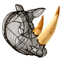 Zania Black Wire Rhino Head Sculpture Wall Art