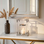 Lucita  Small Candle Holder in  Silver Finish and Acrylic
