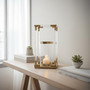 Lucita Large Candle Holder in Gold Finish and Acrylic