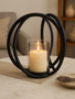 Aura Medium Matte Black Finish Candle Holder