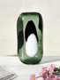 Hania Small Green Glass Vase with Abstract Pattern