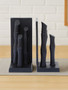 Hiba Set Of Two Black Finish Bamboo Effect Bookends