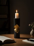 Daito Small Black and Gold Finish Candle Holder
