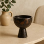 Salmo Small Black Marble Pedestal Bowl