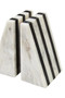 Soma Set of Two Striped White Marble Bookends