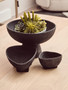 Deriva Large Textured Black Pedestal Bowl