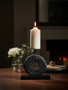 Fidel Small Charred Black Mango Wood Log Candle Holder