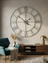 Genova 60cm Dia Silver Metal Roman Numeral Wall Clock